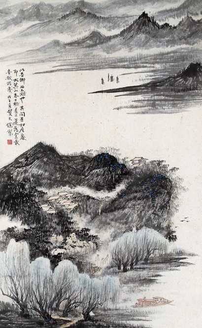 贺天健 西太湖胜景 立轴